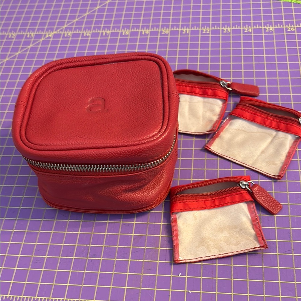 Sundance Red Leather Jewelry Case with detachable pouches